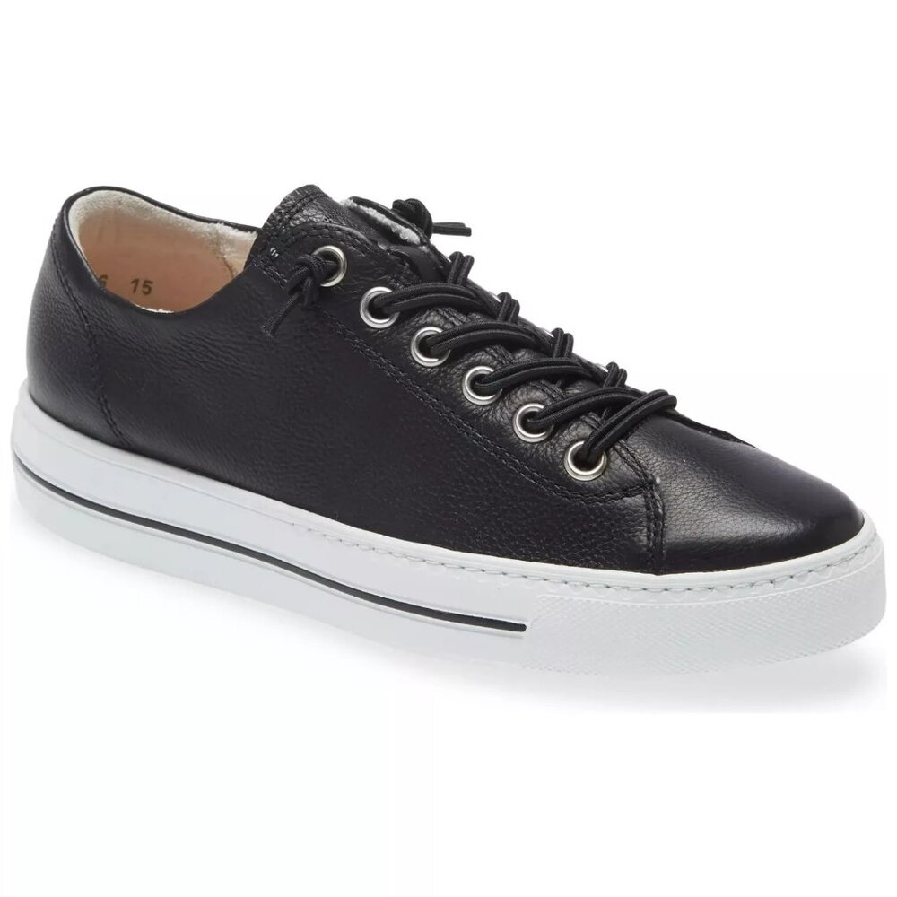 $400 PAUL GREEN HADLEY BLACK PLATFORM LEATHER LACE-UP SNEAKERS SHOES 7 US (TD21)